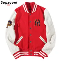 Men's Jackets Supzoom Arrival Letter Rib Sleeve Cotton Top Fashion Single Breasted Casual Print Baseball Jacket Loose Cardigan Coat 230309