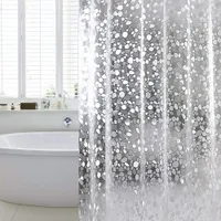 防水性透明なバスルームシャワーカーテンクリア3D PVCプラスチック入浴シアーウォッシュルームバスシャワーカーテンスクリーンフック付き
