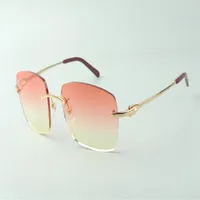 전체 3524025 금속 림리스 선글라스 장식 안경 남성 패션 선글라스 유니퇴글 디자인 클래식 골드 프레임 274f