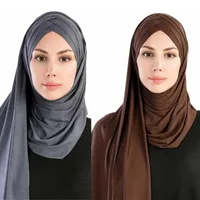 Ethnic Clothing Multicolor Soft Cotton Muslim Headscarf Instant Jersey Hijab Full Cover Cap Wrap Scarf Islamic Shawls Women Turban Head Scar