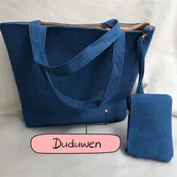 46X33X14CM retro blue Shopping bag with pouch 2C addicts beach bag Travel tote big C fashion Cosmetic thick material Storage Case295j