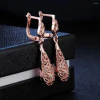 Dangle Earrings MxGxFam Hollow Flower Pattern Rose Gold Color Drop For Women Fashion Jewelry Oil Drip Good Quality Keep Long
