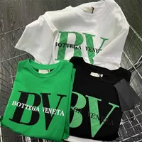 Designer BV spring and summer Korean casual green BV letter printing short-sleeved men's and women's ins lovers T-shirt