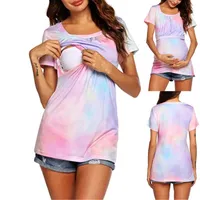 女性用Tシャツ夏の妊婦母乳育児用カラフルなトップスのためのマタニティ服