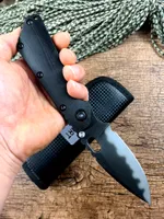SMF Strider Tactical Pocket Knife D2 Folding Blade Ball Bearing Carbon Fiber Flame Titanium Handle for Outdoor Tactical Searching Hunting