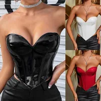 Formas de mujer Mujeres Sexy Bustier Corset Top PU PUN PUSPLACIÓN Tops Camisola para ropa de cuerpo de compresión