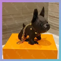 Leather Keychain Women Luxurys Keychains Mens Designers Key Chain Fashion Car Cute French Bulldog Brands Chains 5 color with box 22567