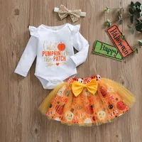 Baby 0-12M My 1st Halloween Costume Newborn Infant Baby Girls Clothes Set Letter Romper Tulle TUTU Skirts Headband Outfit H0910199m
