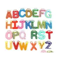 Fridge Magnets Kids Baby Wooden Alphabet Letter Cartoon Educational Learning Study Toy Unisex Gift Drop Delivery Home Garden Dhpjf