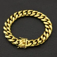 Alta qualidade aço inoxidável meio -fio Chain Dragon Grosp Bracelets Homens Mulheres Moda de Baixas de Prata de Ouro 8mm 10 12 14mm 21cm N142769