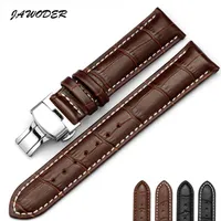 JAWODER Watchband 18 19 20 21 22 24mm crocodile grain stitches pattern Genuine Leather watch band strap stainless steel buckle for259l
