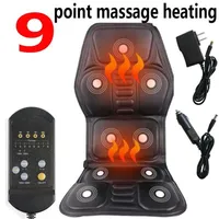 Massage Gun Electric Neck Massager Back Chair Cushion 9 Motor Vibrator Home Car Office Lumbal midja smärtlindring Säte Pad Relax Mat252T