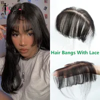 Bangs Human Hair frange sans clips Bangs avec HD Crystal dentelle 3D Cut Hair naturel Bangs au-dessus Extensions de cheveux Remy Hair noir 230310