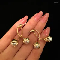 Dangle Earrings 2023 Trendy Cross Pearl Long for Women Korean Elegant WeddingPendant Drop Earring Party Jewelry Wholesale