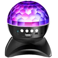Portable Speakers LED Colorful Atmosphere Stage Light Bluetooth Speaker Rotating Explosion Crystal Magic Ball Mini Plug-in Audio