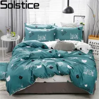 Bedding sets Solstice Home Textile Cyan Cute Cat Kitty Duvet Cover Pillow Case Bed Sheet Boy Kid Teen Girl Covers Set King Queen Twin 230310