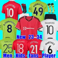 Fani gracz 22 23 24 Sancho Soccer Jerseys Bruno Fernandes Rashford Football Shirt 2022 2023 MĘŻCZYZN KIT MARTIZ CASEMIRO ANTONY MANCHESTERS GARNACHO WEGHORST