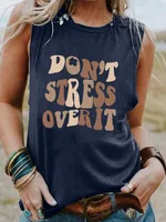 Women's Tanks Colorful Don't Stress Over It Tank Top Positive Sayings Summer Style Sleevele Shirt Women Fashion Casual Vintage Tops