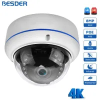 IP Cameras 4K 8MP 4MP HD H.265 POE Audio AI Humanoid Detection 1080P Vandal-proof Video Surveillance Dome IR Night Vision W0310