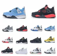 Kids Shoes 4 Retro Basketball 4s Sneakers Boys Military Black Cat Trainers Baby kid shoe Fire Red Thunder Jumpman 3s Girls Children youth toddler infants Grey 26-35