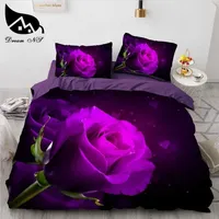 Dream NS Novos conjuntos de cama em 3D Impressão reativa de rosa roxa Padrão de colcha de colcha Juego de Cama H0913293C