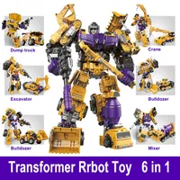 Transformation Robot Toy 6 in 1 Engineering Vehicle Model Educational Assembling Deformation Action Figure Car Toy for Children286x