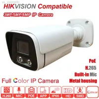 IP Kameralar Hikvision Uyumlu 3MP/5MP/8MP HD Tam Renk Colorvu Poe H.265 Dahili Mikrofon 66 KULLE CCTV Kamera W0310