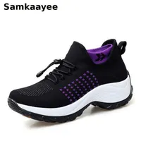 Dress Shoes Size 3543 Womens Sneakers Spring Autumn Female Vulcanize Shoes Mujer Sock Tennis Thick Bottom Zapatillas Laceup Chaussure y36 J230309
