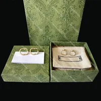 Heiße Designer Gold Stud Ohrringe Doppelbuchstaben Eardrops Logo gedruckt Hoop Ohrringe Frauen Liebhaber Geschenk Schmuckparty Hochzeit mit Box Set