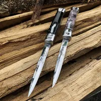 Nuevo cuchillo automático de la mafia italiana de 11 pulgadas fuera del cuchillo táctico automático frontal 440c 58hrc Satin Single Boged Blade EDC Pocket Knives270p