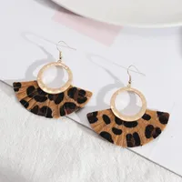 Dangle Earrings Circle Fan Shape Leather Snake Leopard Print Fashion Exaggerated Joker Street Earings Brand Jewelry