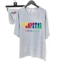 Heren Hoodies Sweatshirts Trapstar Rainbow Towel Borduurwerk Street Fashion Ins Cotton Loose Short Sleeve Shorts Sort Summer