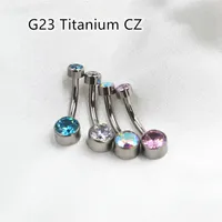 Navel Bell Button Rings Lot10PCS Body Jewelry-G23 CZ Nice Smart Navel Belly Button Body Piercing 14Gx10x4 6mm Navel Curve Barbells Belly Rings 230310