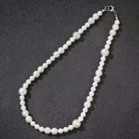 16 18 20 inches pearl chain necklaces men women hip hop luxury designer pearls beaded necklace pearl beads chains wedding jewelry 204g
