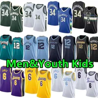 Мужская молодежь 12 Ja Morant баскетбольные майки Giannis 34 Antetokounmpo Джеймс Джерси Сити Джерси издание