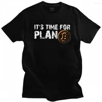 Camisetas para hombres Es hora de Plan B Shirt BTC Crypto Moneda Camiseta Man Cotton Cryptocurrency Blockchain Top Sleped