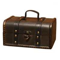 Jewelry Pouches Bags Retro Treasure Chest Vintage Wooden Storage Box Antique Style Organizer For Wardrobe Trinket Buckle1206M