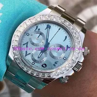 Luxury Watch Diamond Bezel 40mm Ice Blue Arabic Rare Dial Stainless Steel Bracelet Automatic Fashion Men's Watch Wristwatch2564