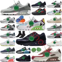 Mens womens sports 90s shoes wheat infrared air cushion 90 triple black white volt wolf grey camo unc sneakers bred total be true camo green denim trainers size 13