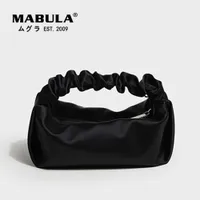 Totes MABULA Luxury Stylish Scrunchie Satin Top Handle Purses Ruched Design Simple Crossbody Hobo Bag Brand Women Clutch Handbags Y230311