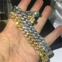 Top quality micro pave Crystal cz cuban link chain Bracelets boy men hip hop bling iced out wide big Miami chain bracelet bling247P