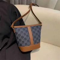 Handbag Western style denim splicing contrast color bucket fashion old flower single shoulder bag texture Tote Bag factory outlet