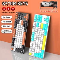Hot Swap Mechanical Keyboard 87 104 Keys Macro programmable Type-C Wired 2.4G Bluetooth-compatible 5.0 Wireless Gaming Keyboards