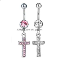 Navel Bell Button Rings D0383 Cross Belly Ring Mix Colors Drop Delivery Jewelry Body Dhgarden Dhwer