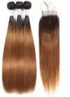 Peruwiańskie dziewicze włosy przedwcześnie włosy 1b 30 Ombre Dark 3 wiązki z zamknięciem peruwiańskie proste ludzkie włosy splot non remy no tangl6932074