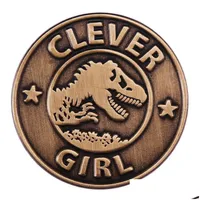 Pins broszki sprytna dziewczyna dinozaur jurassicpark lapel pin feministyczna przygoda upuszczona biżuteria DHJ4K