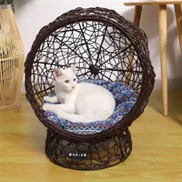 Cat Beds & Furniture Cat&#039;s Nest Dog&#039;s Hammock Swing Hanging Cage Pet Bed Rattan Weaving House331N