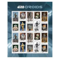 Postal Stamp First Class Mail For US Post Office Droids Sheet of 20 Marvelous Mechanical Characters in a Galaxy far 5 Sheets For E5141402
