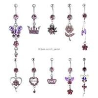 Navel Bell Button Rings Pp10001 Belly Ring Mix 10 Styles Aqua.Colors Pcs Crown Heart Flower Drop Delivery Jewelry Body Dhgarden Dhpq8