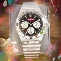 Män av högsta kvalitet Titta på full funktion Stoppwatch Fashion Casual Clock Man Six Pins Work Luxury Quartz Movement rostfritt stål armband klockor orologio di lusso gåvor